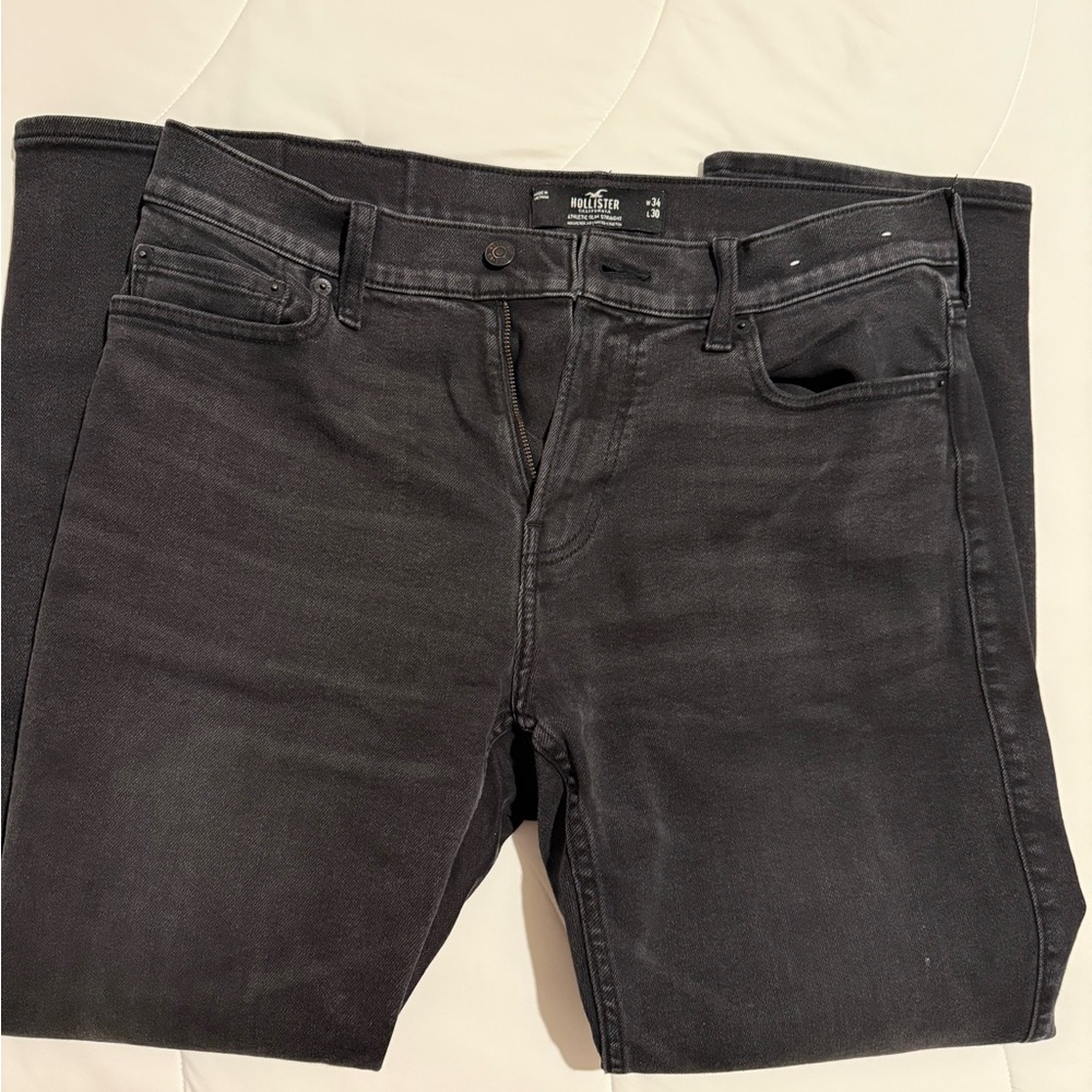 Hollister 34x30L Athletic Slim Straight Black Men's Jeans